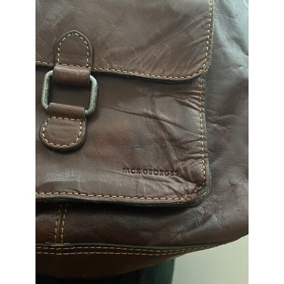 JACK GEORGES Voyager Collection Brown Leather Crossbody Bag Purse Rustic Urban - Picture 5 of 12